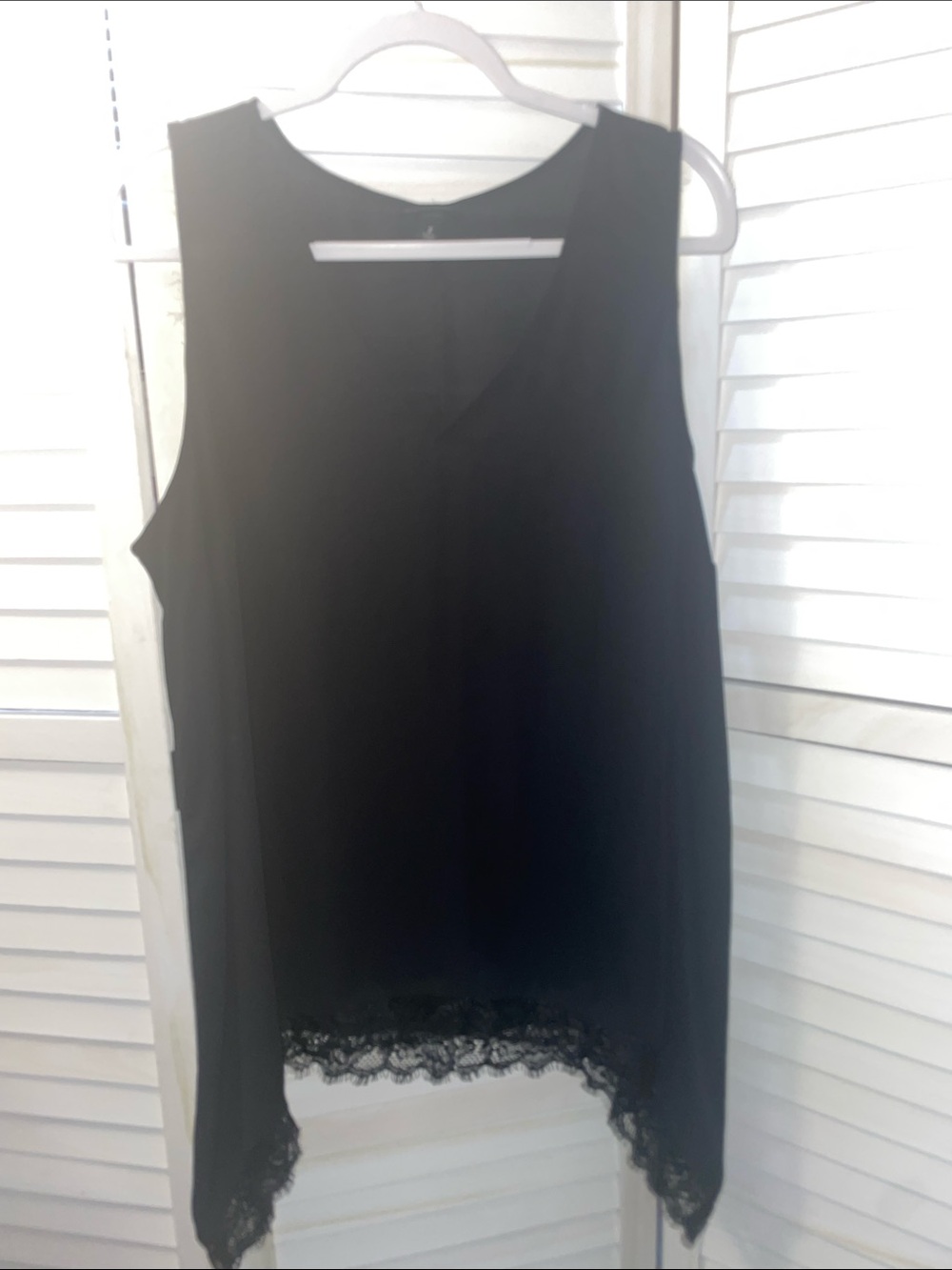 torrid Black Sleeveless V-Neck Tunic with Lace Hem